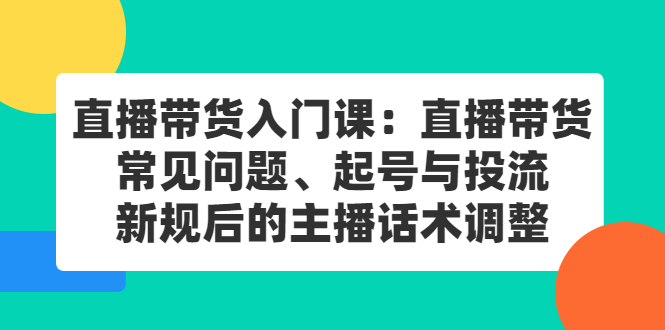 直播带货入门课：直播带货常见问题、起号与投流、新规后的主播话术调整-魅影网创