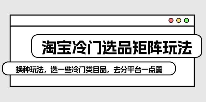 淘宝冷门选品矩阵玩法：换种玩法，选一些冷门类目品，去分平台一点羹-魅影网创