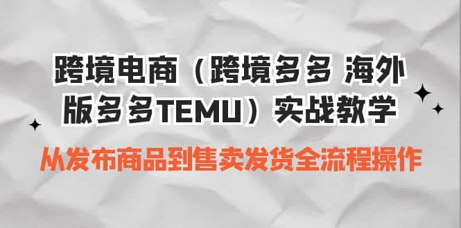 跨境电商（跨境多多 海外版多多TEMU）实操教学 从发布商品到售卖发货全流程-魅影网创