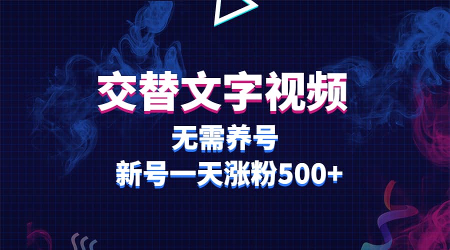 交替文字视频，无需养号，新号一天涨粉500+-魅影网创