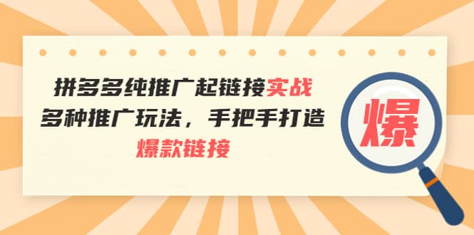 拼多多纯推广起链接实战：多种推广玩法，手把手打造爆款链接-魅影网创