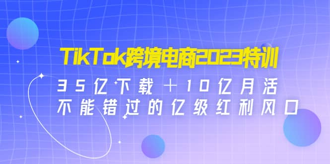 TikTok跨境电商2023特训：35亿下载＋10亿月活，不能错过的亿级红利风口-魅影网创