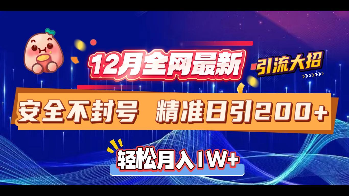 12月全网最新引流大招 安全不封号 日引精准粉200+-魅影网创