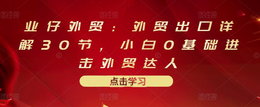 业仔外贸：外贸出口详解30节，小白0基础进击外贸达人 价值666元-魅影网创