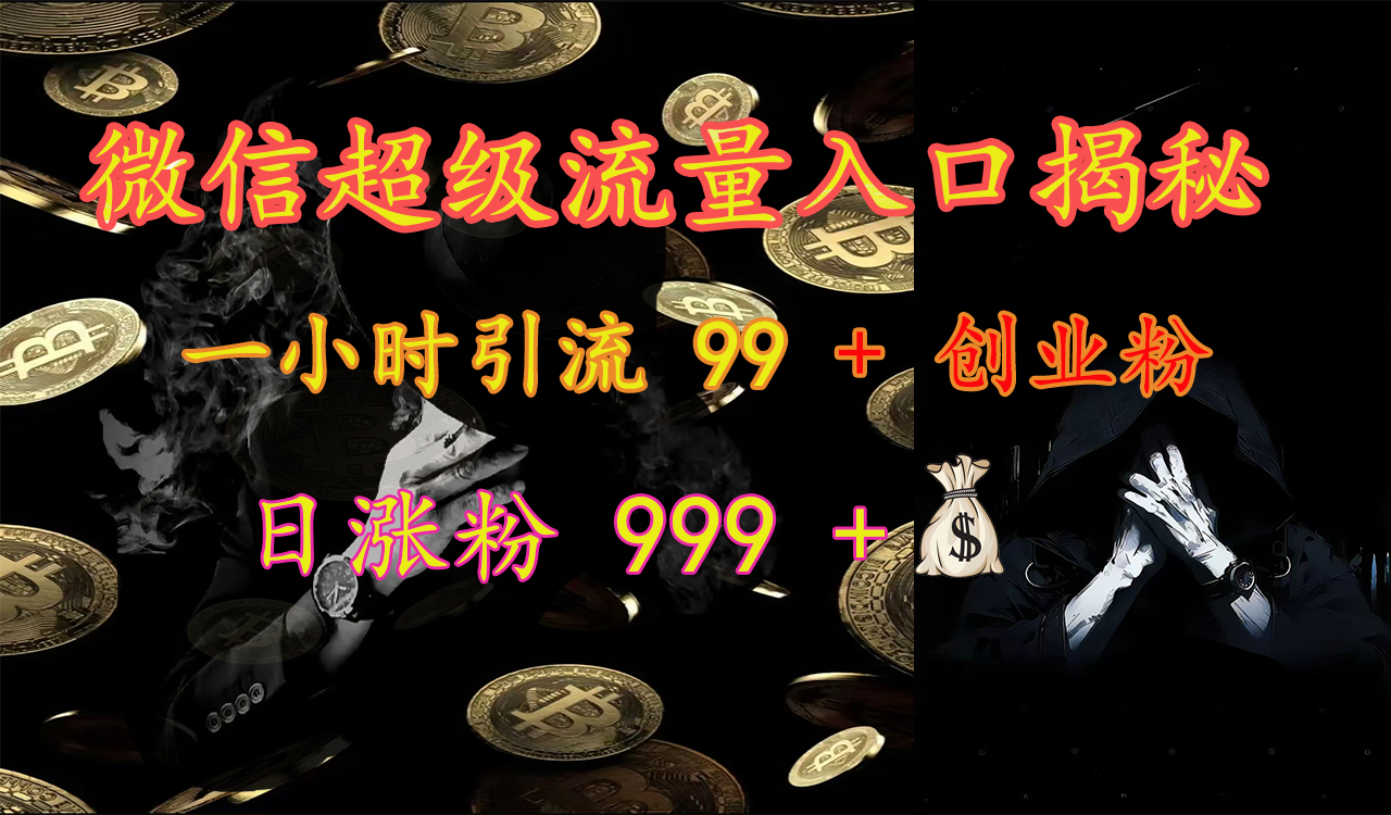 微信超级流量入口揭秘：一小时引流 99 + 创业粉，日涨粉 999 +【揭秘】-魅影网创