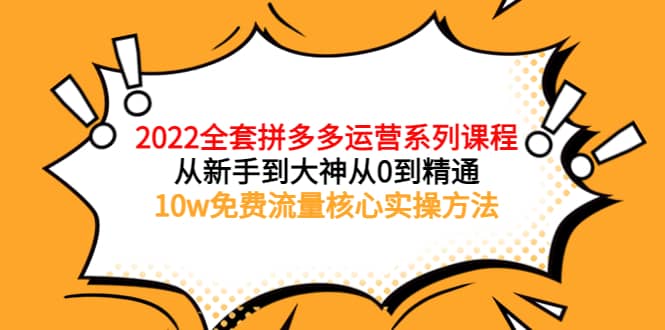 2022全套拼多多运营课程，从新手到大神从0到精通，10w免费流量核心实操方法-魅影网创