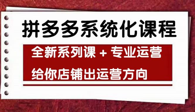 车神陪跑，拼多多系统化课程，全新系列课+专业运营给你店铺出运营方向-魅影网创