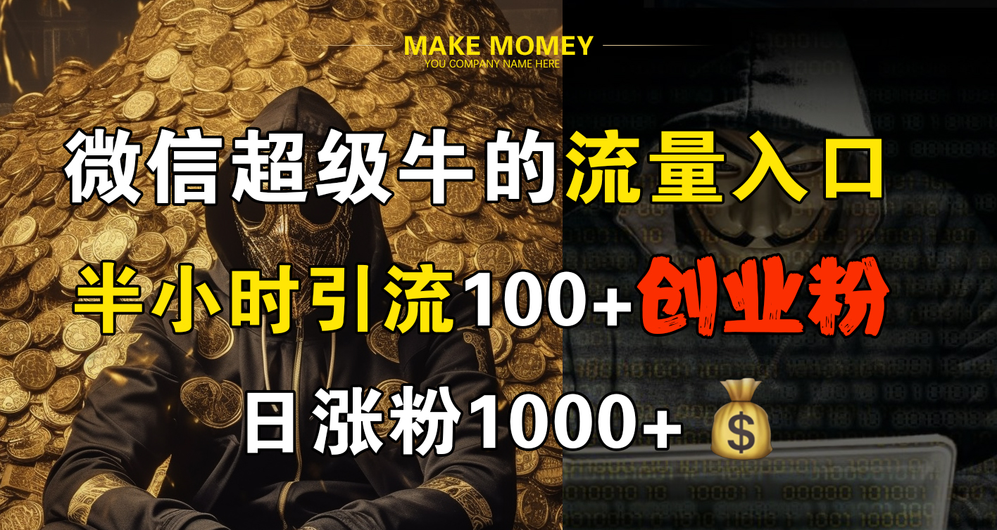 微信超级牛的流量入口，半小时引流100+创业粉，日涨粉1000+-魅影网创