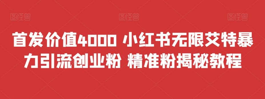 首发价值4000 小红书无限艾特暴力引流创业粉 精准粉揭秘教程-魅影网创