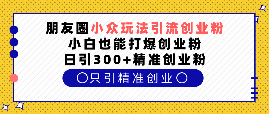 朋友圈小众玩法引流创业粉，小白也能打爆创业粉，日引300+精准创业粉-魅影网创