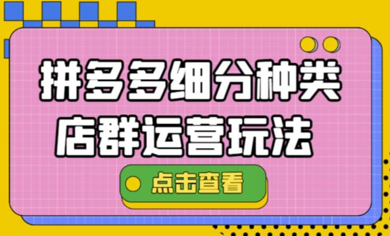 拼多多细分种类店群运营玩法3.0，11月最新玩法，小白也可以操作-魅影网创