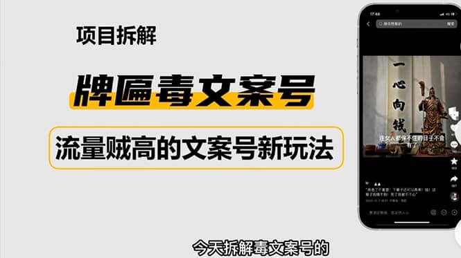 2023抖音快手毒文案新玩法，牌匾文案号，起号快易变现-魅影网创