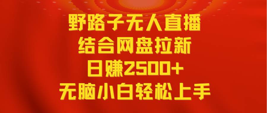 无人直播野路子结合网盘拉新，日赚2500+多平台变现，小白无脑轻松上手操作-魅影网创