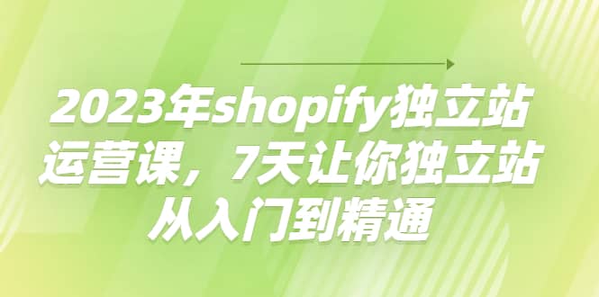 2023年shopify独立站运营课，7天让你独立站从入门到精通-魅影网创