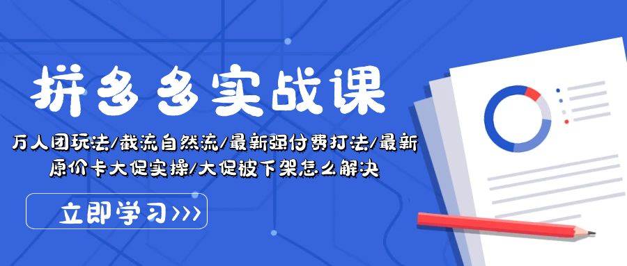 拼多多·实战课：万人团玩法/截流自然流/最新强付费打法/最新原价卡大促..-魅影网创