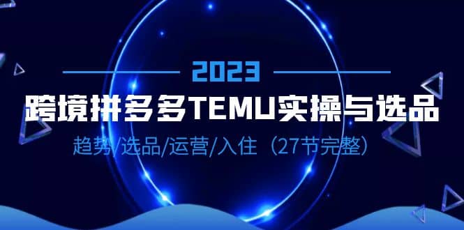 2023跨境·拼多多·TEMU实操与选品，趋势·选品·运营·入住（27节完整）-魅影网创