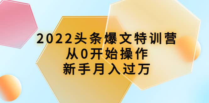 2022头条爆文特训营：从0开始操作，新手月入过万（16节课时）-魅影网创