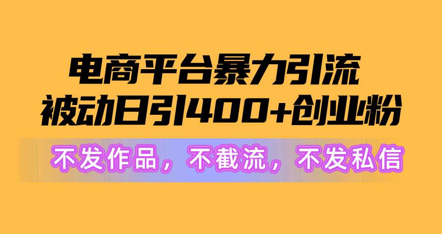 电商平台暴力引流,被动日引400+创业粉不发作品，不截流，不发私信-魅影网创