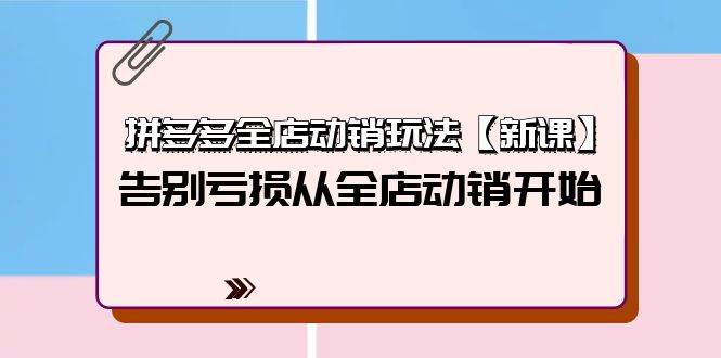 拼多多全店动销玩法【新课】，告别亏损从全店动销开始（4节视频课）-魅影网创