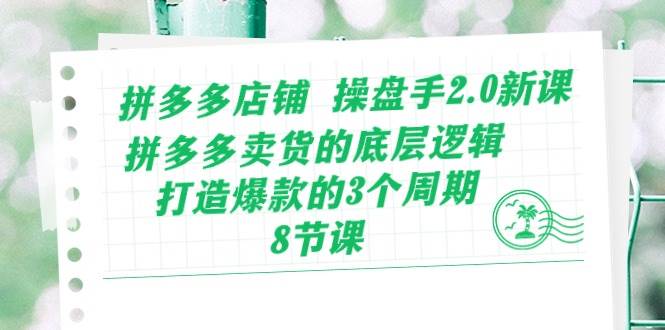 拼多多店铺 操盘手2.0新课，拼多多卖货的底层逻辑，打造爆款的3个周期-8节-魅影网创