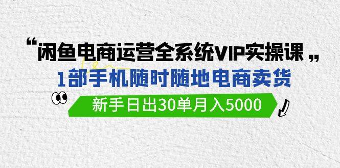 闲鱼电商运营全系统VIP实战课，1部手机随时随地卖货，新手日出30单月入5000-魅影网创