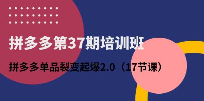 拼多多第37期培训班：拼多多单品裂变起爆2.0（17节课）-魅影网创