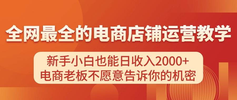 电商店铺运营教学，新手小白也能日收入2000+，电商老板不愿意告诉你的机密-魅影网创