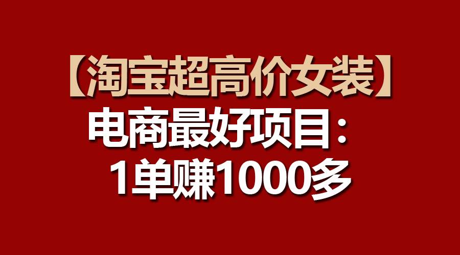 【淘宝超高价女装】电商最好项目：一单赚1000多-魅影网创