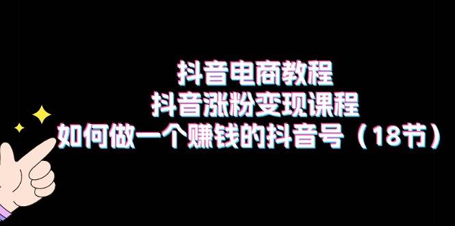 抖音电商教程：抖音涨粉变现课程：如何做一个赚钱的抖音号（18节）-魅影网创