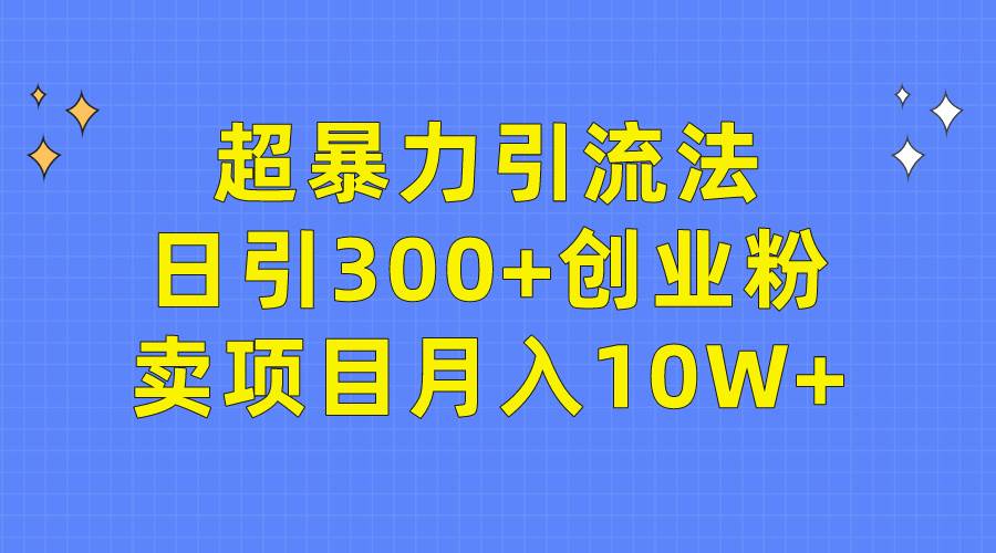 超暴力引流法，日引300+创业粉，卖项目月入10W+-魅影网创