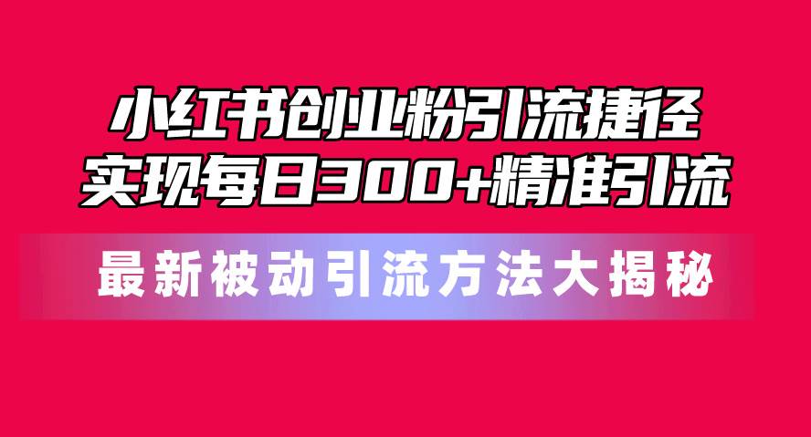 小红书创业粉引流捷径！最新被动引流方法大揭秘，实现每日300+精准引流-魅影网创