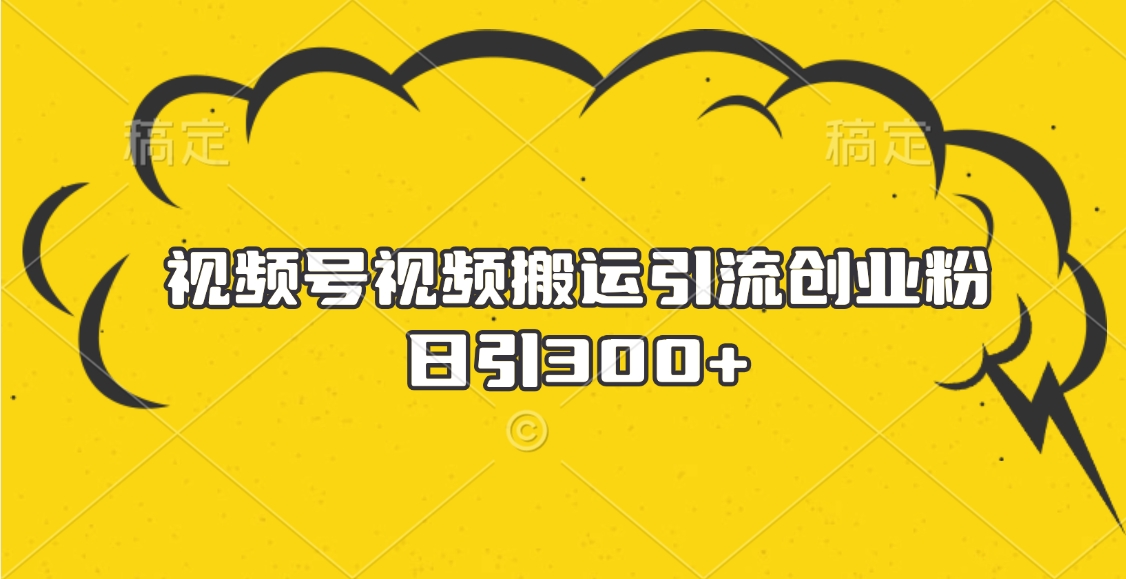 视频号视频搬运引流创业粉，日引300+-魅影网创