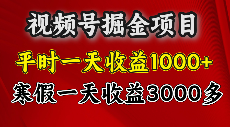 视频号掘金项目，寒假一天收益3000多-魅影网创