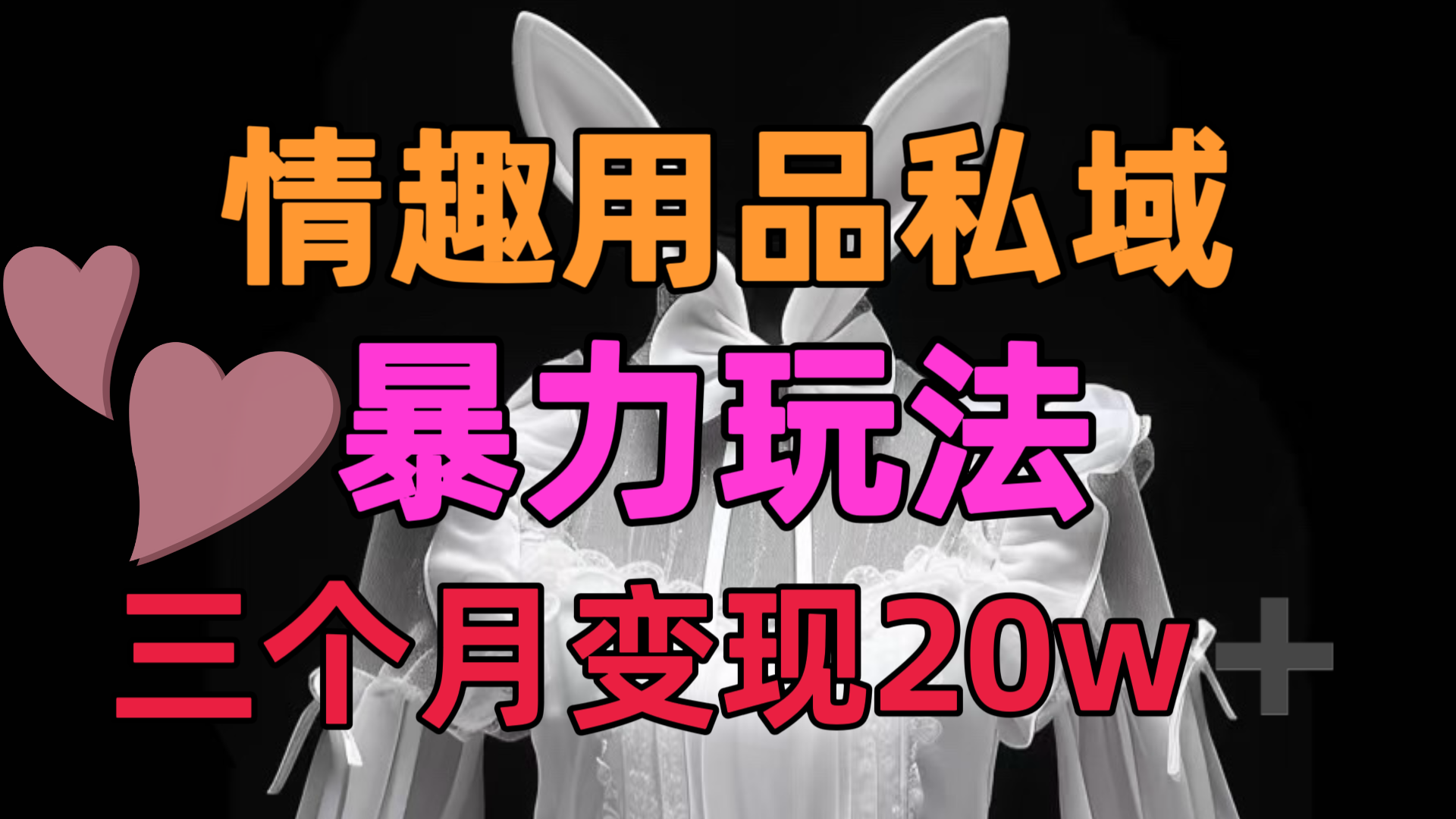 情趣用品私域，25年最新暴力玩法，三个月变现20w➕-魅影网创