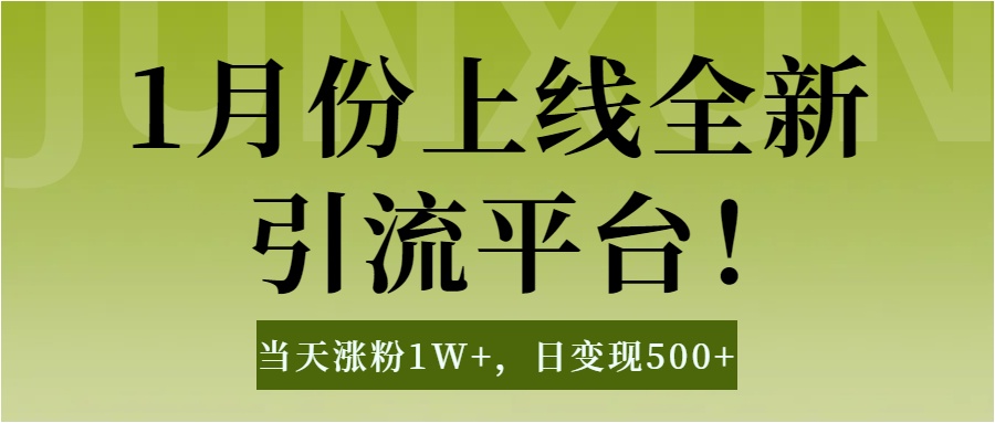 1月上线全新引流平台，当天涨粉1W+，日变现500+工具无脑涨粉，解放双手操作简单-魅影网创