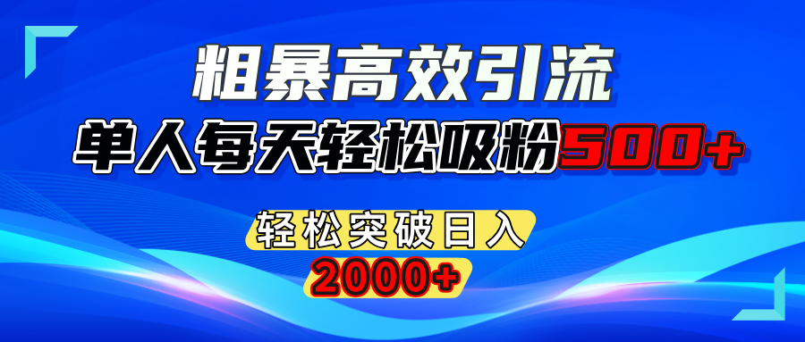 粗暴高效引流,单人每天轻松吸粉500+,轻松突破日入2000+-魅影网创